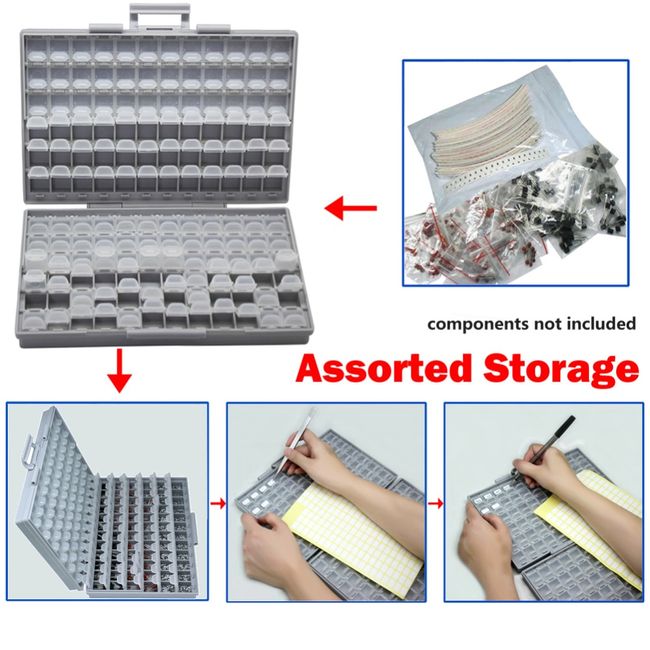 Aidetek smd storage SMT resistor capacitors assortment box kit Lab  Electronics Cases & Organizers storage box plastic BOXALL96 - AliExpress