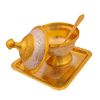Silver & Gold Plated Brass Mouthfreshner Set (Bowl 4" Diameter, H - 3" & 6'' & Tray 6'' x 6'') IND
