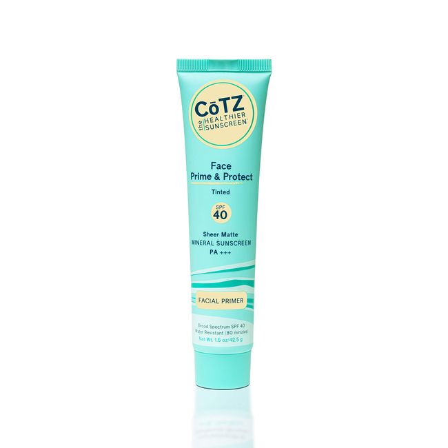 COTZ Face Prime & Protect Tinted Mineral Sunscreen and Facial Primer Broad Spectrum SPF 40; PA+++ 1.5 oz / 42.5 g.