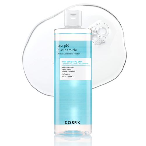 COSRX Low pH Niacinamide Micellar Cleansing Water 13.52 fl.oz/400 ml, Face Makeup Remover for Sensitive Skin, Gentle Daily Cleanser, Paraben Free, Sebum Control, Not Tested on Animals, Korean Skincare