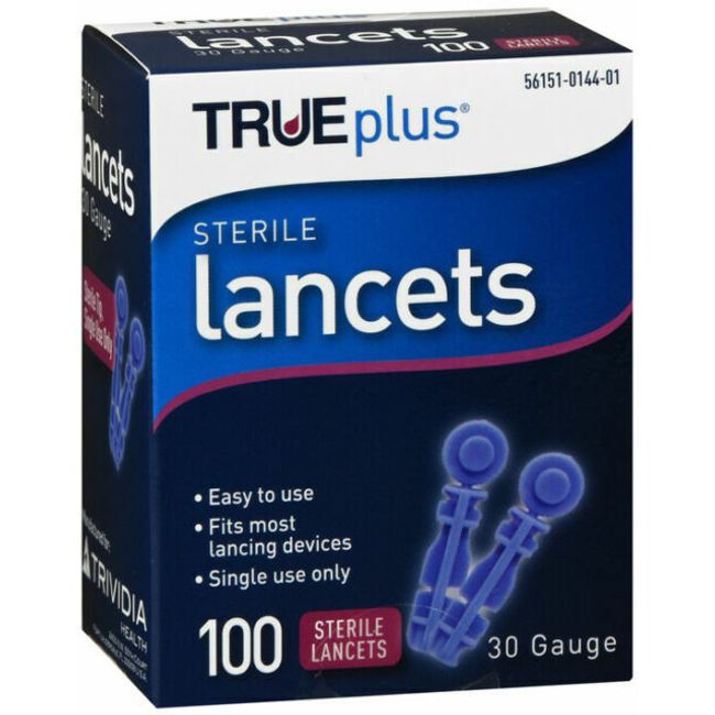 TRUEplus 30G Lancets Qty. 100 *EXP Date 7/27/26* Brand New Sealed Free Shipping