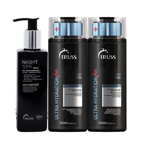TRUSS Ultra Hydration PLUS Shampoo and Conditioner Set Bundle with Night Spa