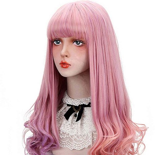 Harajuku Patson, Full Wig, Mixed Color, Loose Wave, Lolita Style, Colorful, Gradient, Cute, 27.6 inches (70 cm), love pink, Free Size