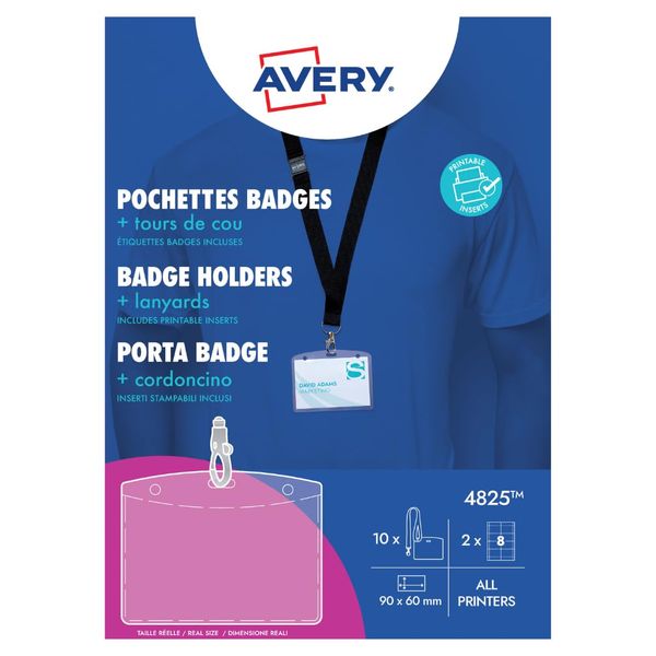 Avery Name Badge Holder With Lanyard 60X90mm Pack 10