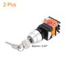 uxcell 2 Pcs 22mm 2 Position Key Locking Push Button Switch W Keys Silver Tone NO/NC