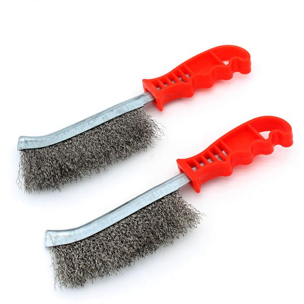 Tueascallk Heavy Duty Stainless Steel Wire Brush, for Strong Cleaning Welding Slag, Rust, Wood Slag, Paint and Heavy Stains, 2 Pcs