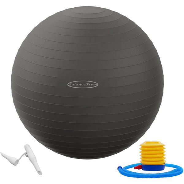 Signature Fitness Anti-Burst and Slip Resistant Exercise Ball Yoga Ball Fitness Ball Birthing Ball with Quick Pump, 2,000-Pound Capacity, 19-22 inch, M