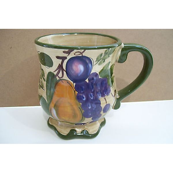 Coffee Tea Mug Cup Home Trends Granada Antique Look Pears Plums Grapes Deco.