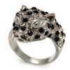 Avalaya Diamante 'Leopard' Rhodium Plated Ring - Size P
