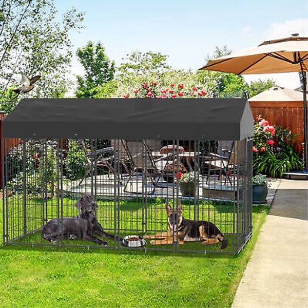 249cm Jumbo Safe Chainlink Outside Dog Kennel House Pet Animal Crate Cage Fence