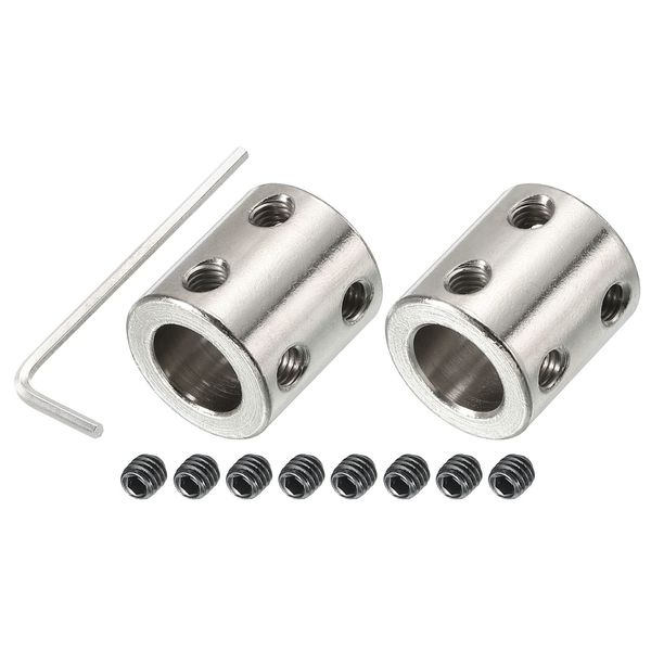 PATIKIL Motor Shaft Joint Connector Shaft Coupler Connector Rigid Coupling Motor Connector L22 x D20 12mm - 12mm Bore Stainless Steel Screw Wrench for 3D Printer Silver 2 Pack