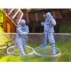 Monk Fighter Pair Mini Miniature Figure 3D Printed Model 28/32mm Scale RPG
