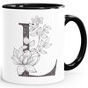SpecialMe® Personalised Name Mug Monogram Initial Personalised Gifts L Inner Black Ceramic Mug