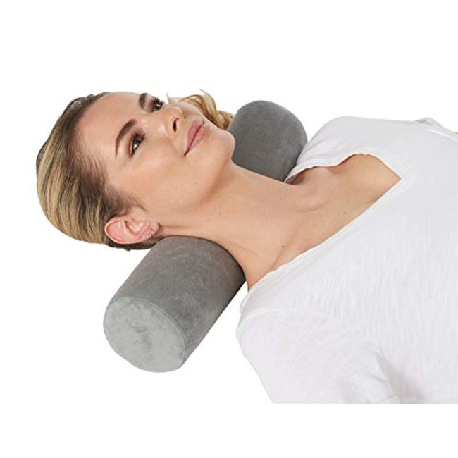 Round Cervical Roll Cylinder Bolster Pillow, Memory Foam Removable Washable Cover, Ergonomically Designed for Head, Neck, Back, and Legs || Ideal