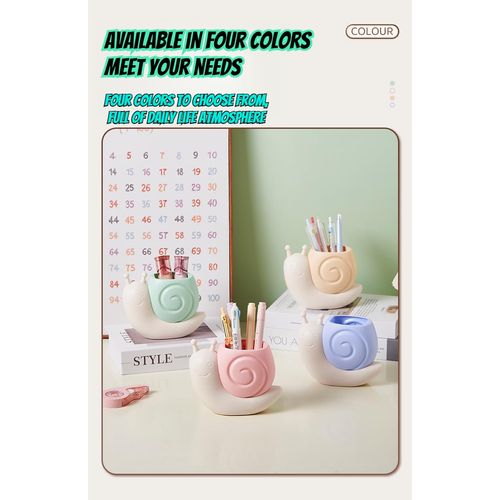 Cute Pen Container Holder Snail-shape Desk Decoration Stocking Stuffers Creative Multi-Functional Pen/pencil Holder Desk Organizer Accessory Makeup Storage Office Home Art Supply Nice Gift (Yellow)