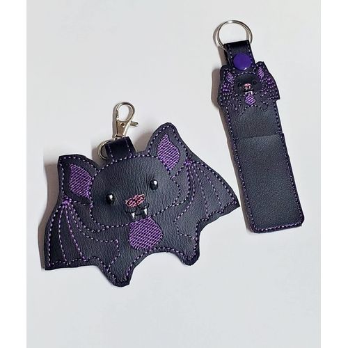 Bat Hand Sanitizer and/or Lip Balm Holder Key chain Halloween