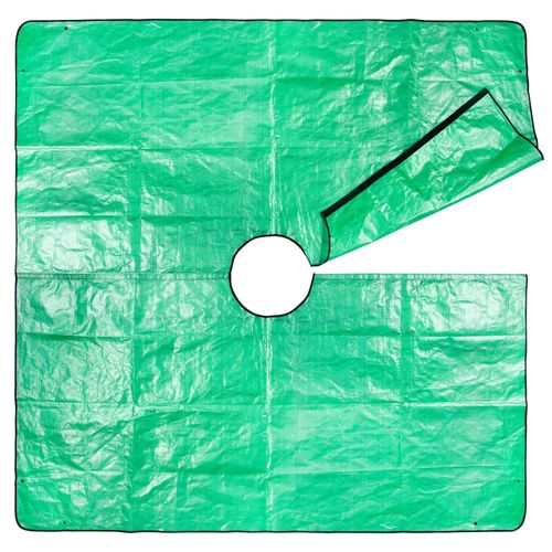 moonoom Landscape Tarp for Trimming, 78.7"x78.7" Pruning Tarp with 12 inch Hole, Waterproof Bush Trimming Tarp Shrub Trimming Catcher with Four Corner Buckles for Easy Fastening and Leaf Collection