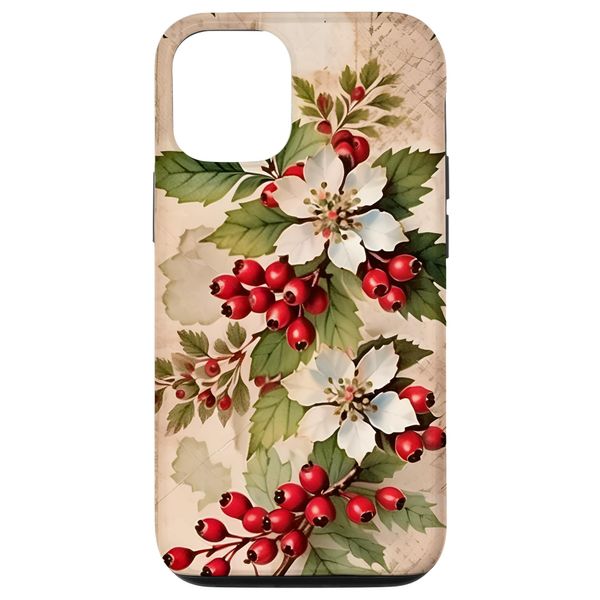 iPhone 14 Vintage hawthorn berry leaf and flower Case
