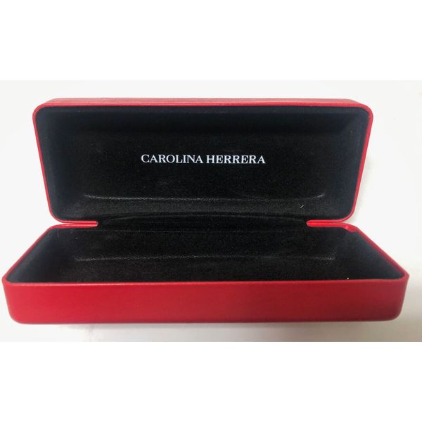 Carolina Herrera red leather hinged gift box Embossed on lid outside and printed