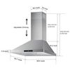 30inch Wall Mount Range Hood 700CFM Touch Control LED Stainless Steel 3-speed