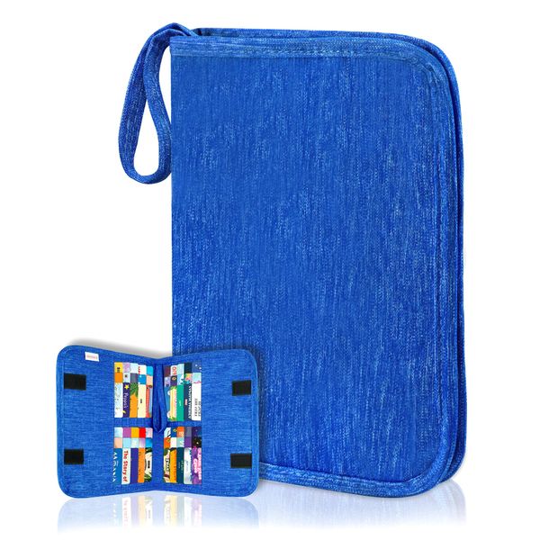 Card Binder Compatible with Yoto Player Cards, 20 Pockets for up to 60 Cards, Portable Trading Card Album Folders, Compatible with Yugioh, MTG and other TCG, Blue