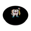 Funny Cartoon Tooth Holding Donut Toothbrush PopSockets Adhesive PopGrip