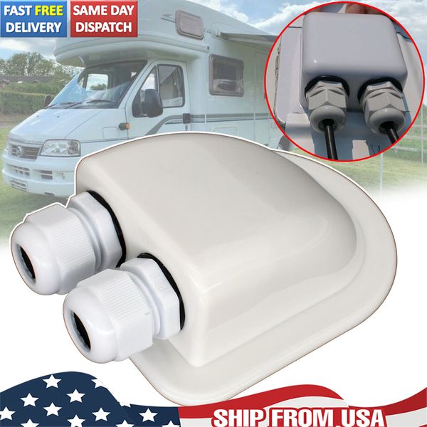 Double Wire Cable Entry Gland Boat RV Caravan Roof Solar Panel Junction Box US