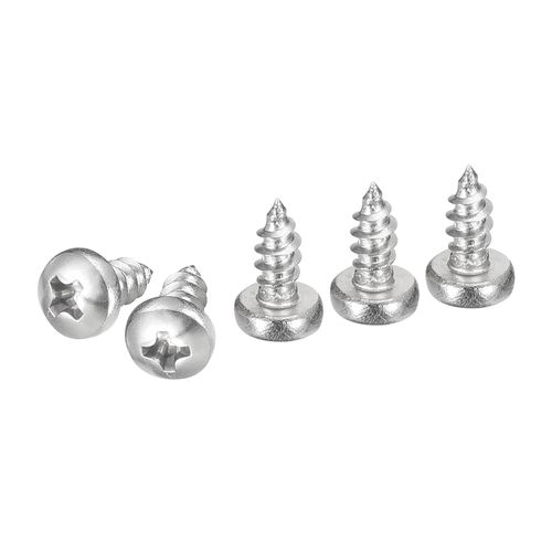 DTGN #4x1/4 Phillips Pan Head Self-Tapping Screw - 200Pack - Bright Finish 304 Stainless Steel Sheet Metal Screws Wood Screws