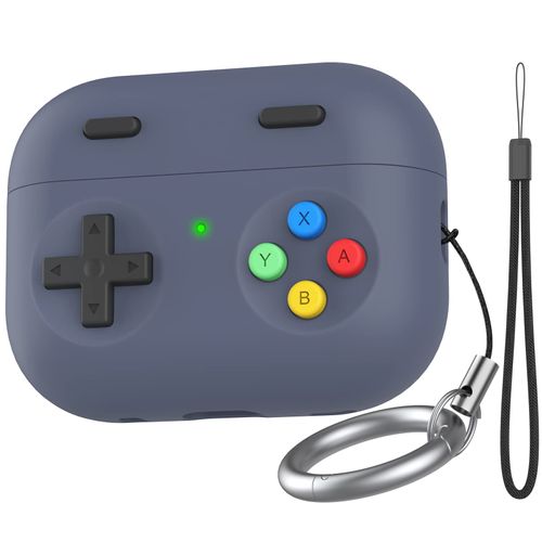 Delidigi for AirPods Pro 2 Case Cover Retro Handheld Game Console Design Silicone Protective Case with Lanyard Keychain Compatible with AirPods Pro 2nd Generation (USB-C) (Midnight Blue)