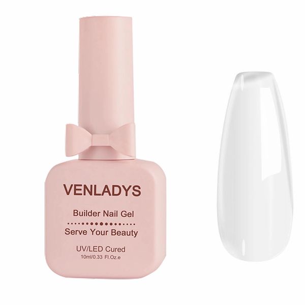 VENLADYS 6 in1 Nail oil Basic Nail Clear 10ml Enhancement Builder functions Hard Gel Construction Extension Reinforce Strong,Base Nail Gel Top Coat Gel Nail Glue