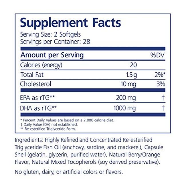 PRN Nuretin High DHA Omega 3 Fish Oil Supplement 1000mg DHA 200mg EPA Support Healthy Retinal Function Re esterified Triglyceride Form Eye