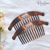 Parcelona French Arch Extra Large Tortoise Brown Shell 13 Teeth Interlocking Side Hair Comb Pair
