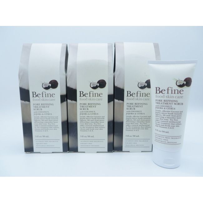 BEFINE FOOD SKIN CARE PORE REFINING TREATMENT SCRUB 3 OZ  (Lot of 3)