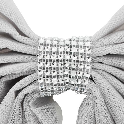 Mr Crimbo Christmas Front Door Bow Decoration Diamante Full Wrap Tulle Wedding Party - Silver