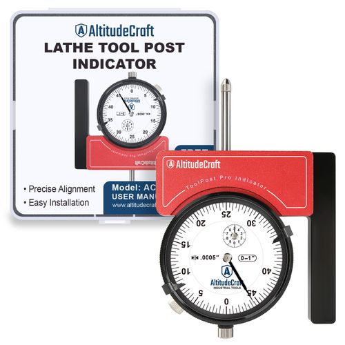 AltitudeCraft Precision Lathe Tool Post Indicator Holder, Dial Indicator (.0005"), CNC Machining Alignment Tool, for Quick Change Tool Post Systems