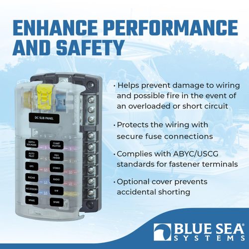 Blue Sea Systems ST Blade Fuse Block - 12 Circuits with Negative Bus & Cover
