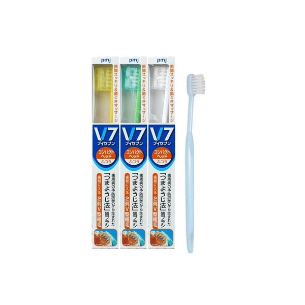 V-7 Buiseven Compact Head 3pcs Assorted (Normal) + 1 Dental Clinic Toothbrush