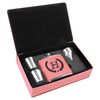 Personalized Leatherette Flask Gift Set | Horace Custom Engraved (Pink)