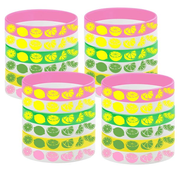 BignzwUra 24PCS Lemon Cutie Themed Party Rubber Bracelets Yellow Lemon Baby Shower Birthday Party Favors Supplies Decorations Goodie Bag Silicone Wristbands