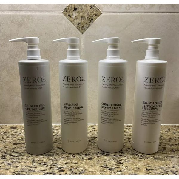 Gilchrist & Soames Zero% 4-Piece Set: Shampoo, Conditioner, Shower Gel & Lotion