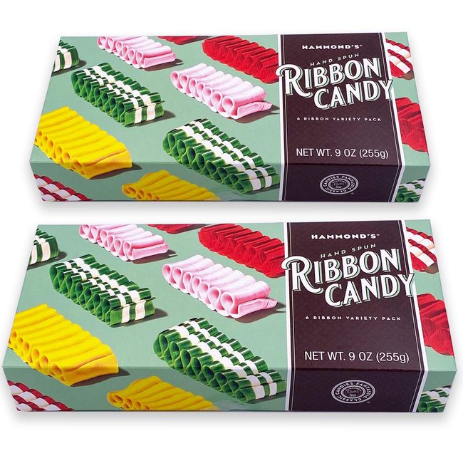 Hammond’s Candies – Hand Spun Ribbon Candy - 5 Flavor Variety Pack, 2 Gift Ready Boxes, Handcrafted by Artisan Confectioners- Classically Delicious, Proudly Made in Denver Colorado- USA