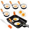 Egg Shaper Egg Ring Fried Egg Mould Egg Rings for Pan with Silicone Brush & Handle for Roasting Eggs, 4 Pack Round