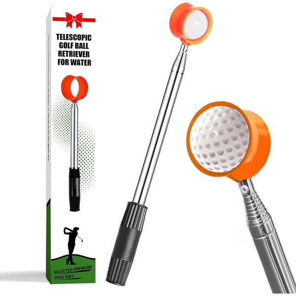 LOVMEAD Golfball Retriever Teleskop Ballsammler Ballangel Golf für Golfliebhaber Golfanfänger und Golftraining, Ballrückholer Grabber Picker On-Course Golfzubehör (Rot- 12ft)