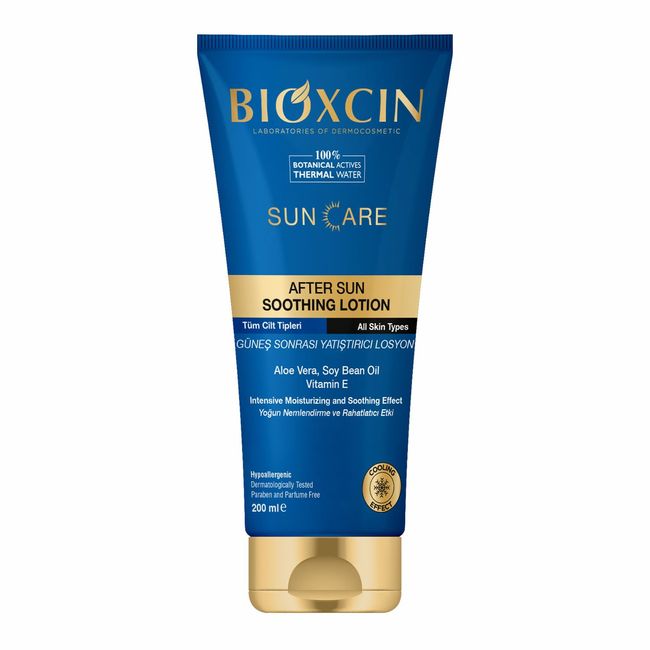 BIOXCIN Sun Care Güneş Sonrası Krem Yatıştırıcı Nemlendirici Koruyucu, Aloe Vera Soya Yağı, Vitamin E, 200 ml