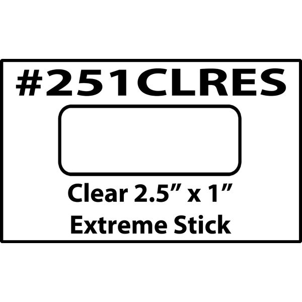 Clear Extreme Stick Adhesive Rectangular Labels 2.5" x 1" 500 Roll #251CLRES