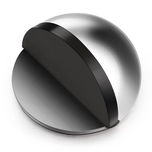 Hotop Self-Adhesive Floor Door Stoppers Oval Stainless Steel Door Stop Floor Mounted Half Moon Wall Protector Polished Doorstop with Glues for Hard Floor Glass Door to Protect Walls and Doors, Silver