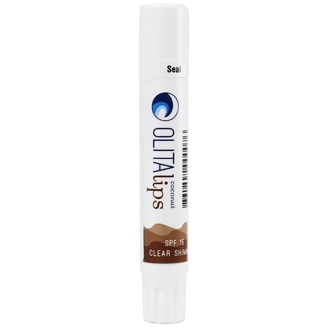 Olita Lips Sunscreen Lip Balm with SPF 15 - Moisturizing & Lightweight, Water-Resistant - Clear Shimmer, Coconut