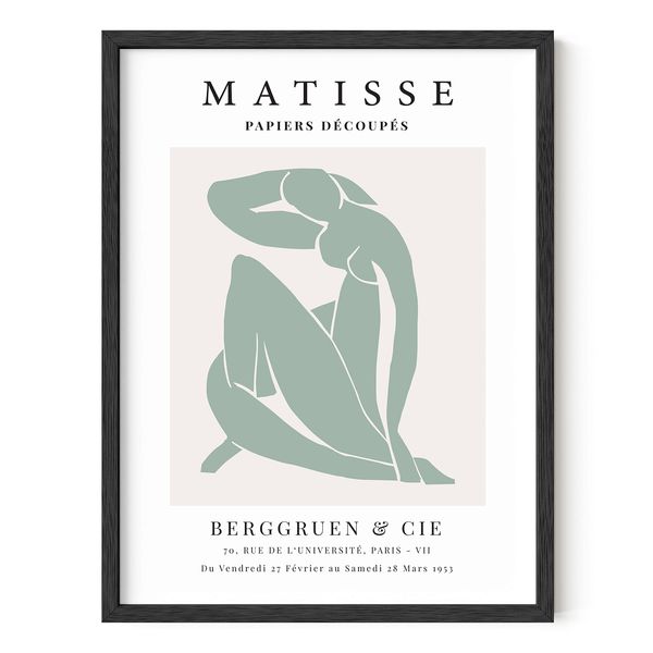 HAUS AND HUES Danish Pastel Aesthetic Matisse Print - Matisse Poster Aesthetic Wall Decor, Matisse Cutouts, Matisse Wall Art & Wall Posters Aesthetic Posters for Room Aesthetic (Black Framed, 12x16)