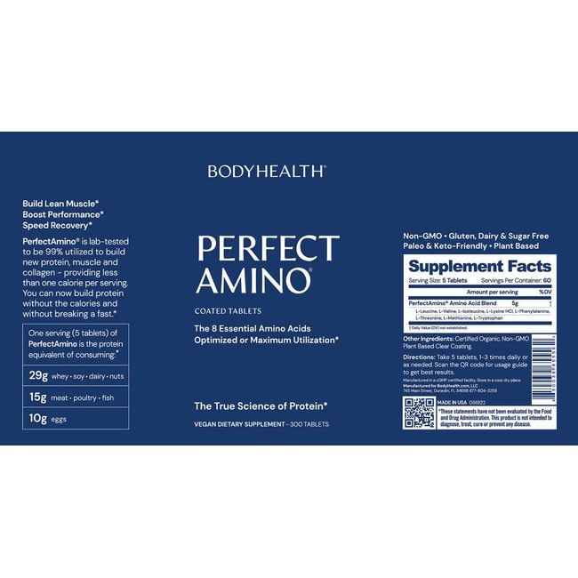 BodyHealth Perfect Amino, Coated Tablets - 150 ct