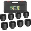 3/4'' Drive Spindle Axle Nut Impact Socket Set, 8 Pack Large Impact Socket Set